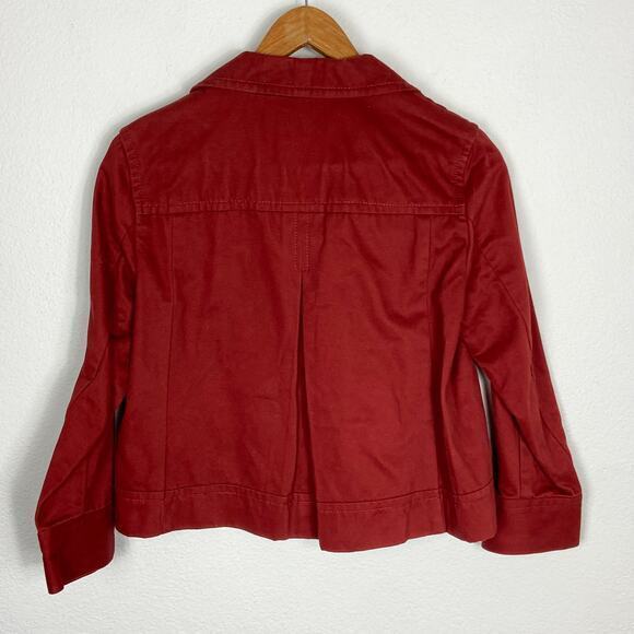 Ann Taylor Twill Peacoat Sz‎ XS Rust Red Cotton Fall Cropped Jacket - Picture 6 of 15
